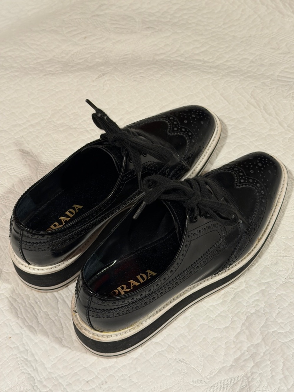 Prada brogues wingtip platform loafer